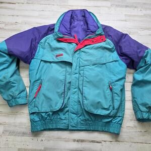 Columbia Powder Keg Coat Men's L VTG 90s 4-1 Reversible Colorblock Jacket